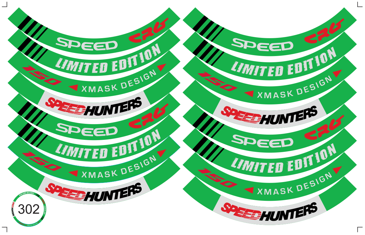 Tem vành xe máy SPEED HUNTER - XANH LÁ XÁM ĐEN 302