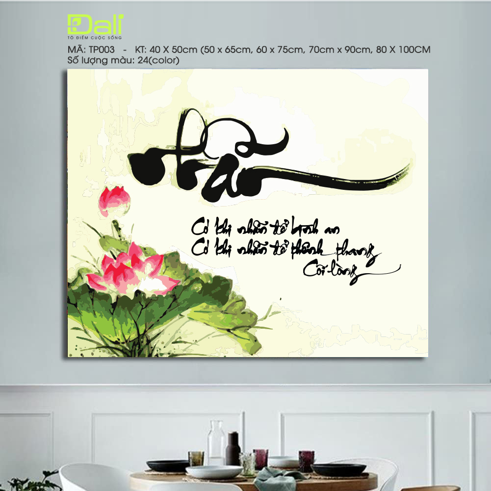 Tranh tô màu theo số Dali Tranh thư pháp Nhẫn TP003
