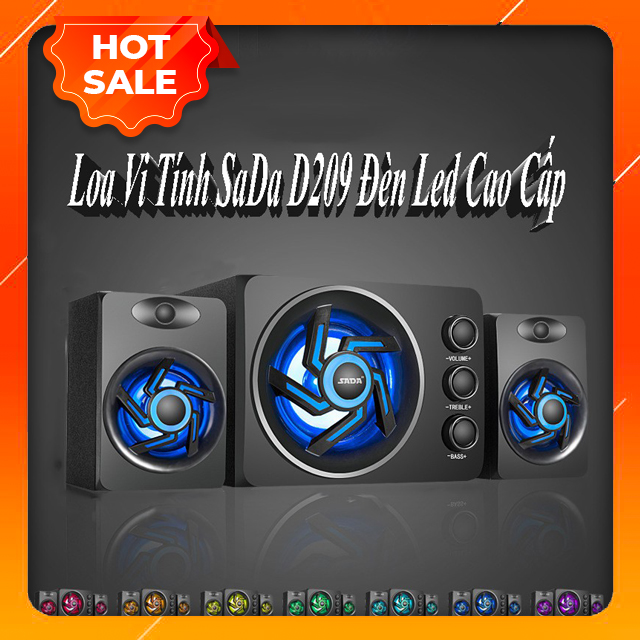 Bộ 3 loa vi tính để bàn d-209 âm thanh trầm hỗ trợ bluetooth, usb, thẻ nhớ, jack 3.5