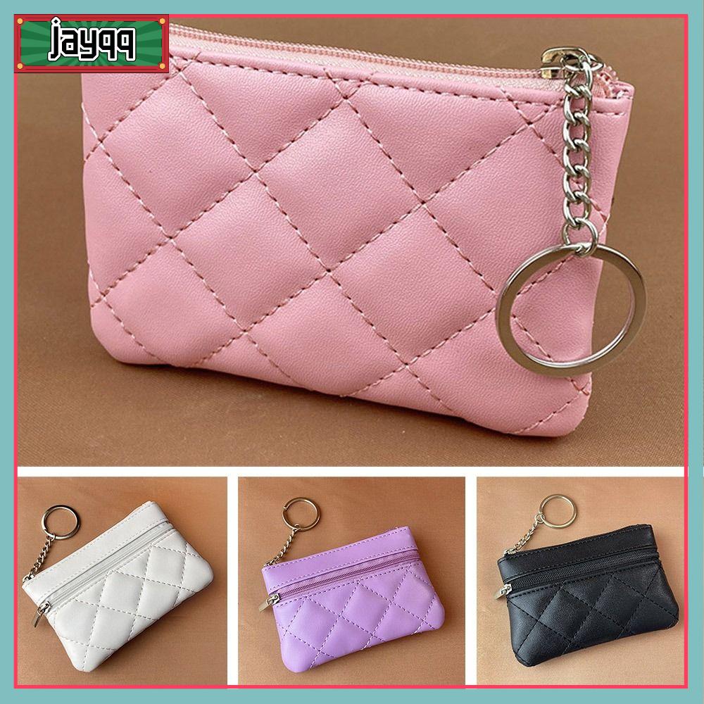 Jayqq thời trang có móc chìa khóa ví đựng thẻ bằng da pu nhỏ gọn móc chìa khóa ví đựng tiền xu mini