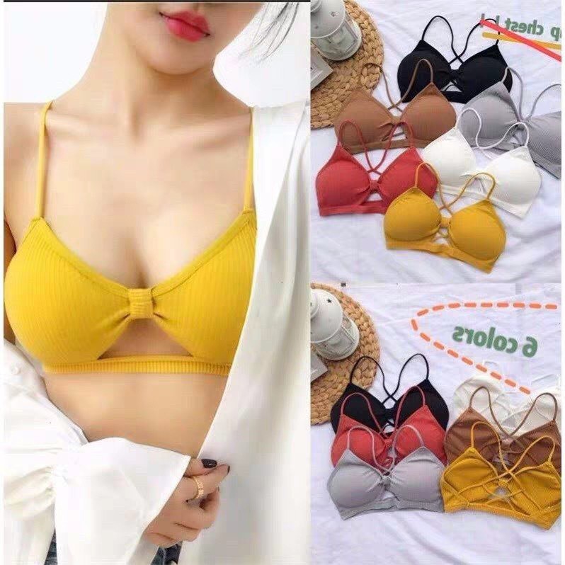Áo Bra nơ thun gân tăm dây chéo