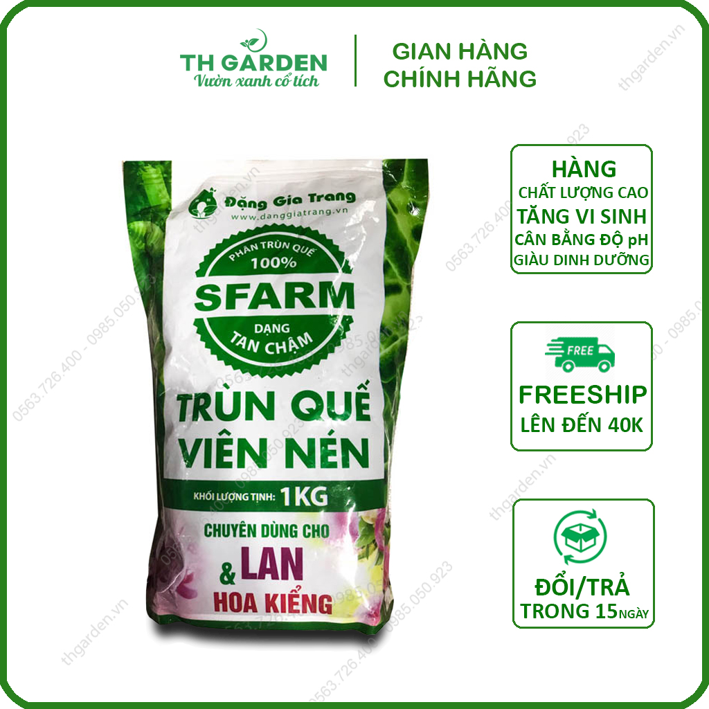 Phân Trùn Quế Viên Nén Sfarm - Phân trùn quế bón lan, hoa, cây cảnh, bonsai nguyên chất 100%, đã qua giảm ẩm, ray mịn và sàng lọc