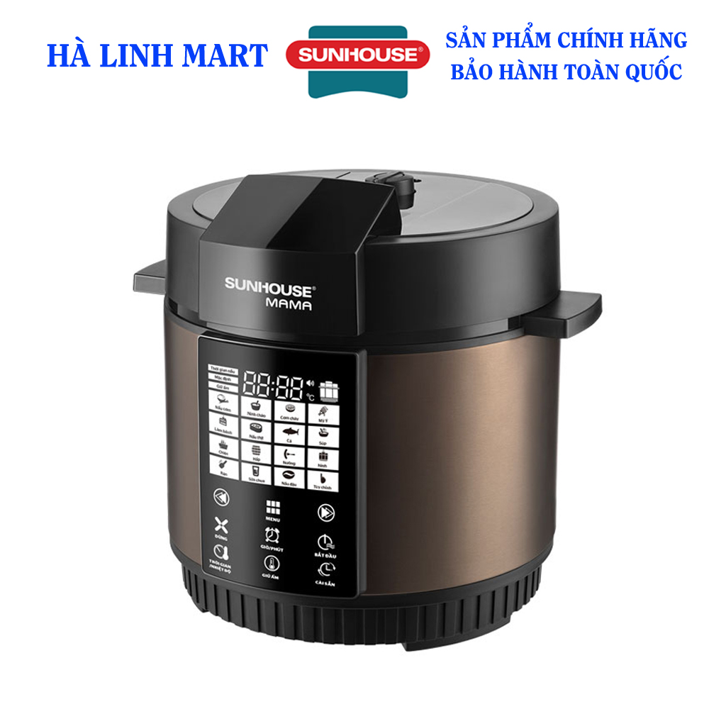 Nồi áp suất điện tử đa năng Sunhouse Mama SHD1588B - Nồi áp suất cảm ứng, Dung tích 5 lít, Công suất 1000W, Bảo hành 24 tháng