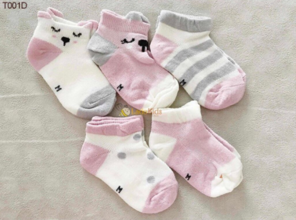 COMBO Túi 5 đôi Tất/Vớ lưới cao cổ cho bé từ sơ sinh đến 2 tuổi [Robibabi] - SOCKS FOR BABY NEWBORN UP TO 2 YEARS - MIE SHOP