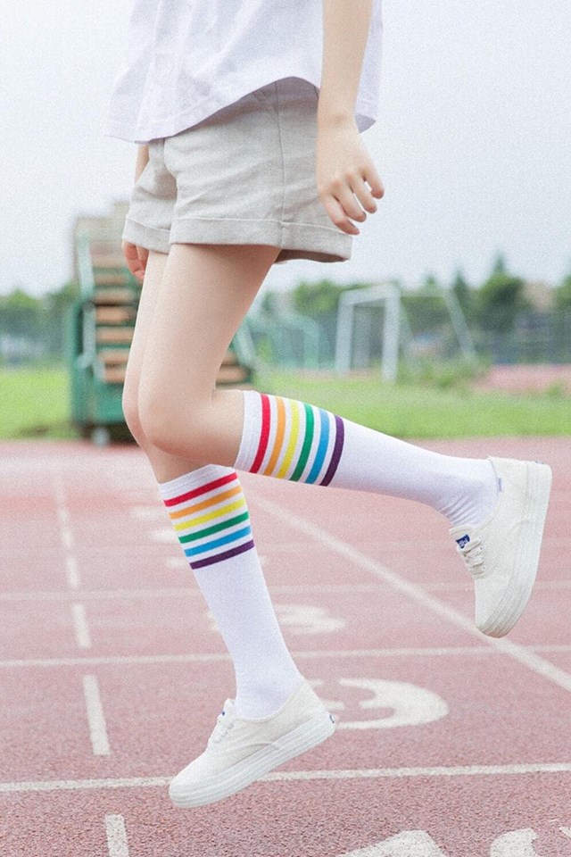 Vớ tất cao cổ cầu vồng nam nữ unisex