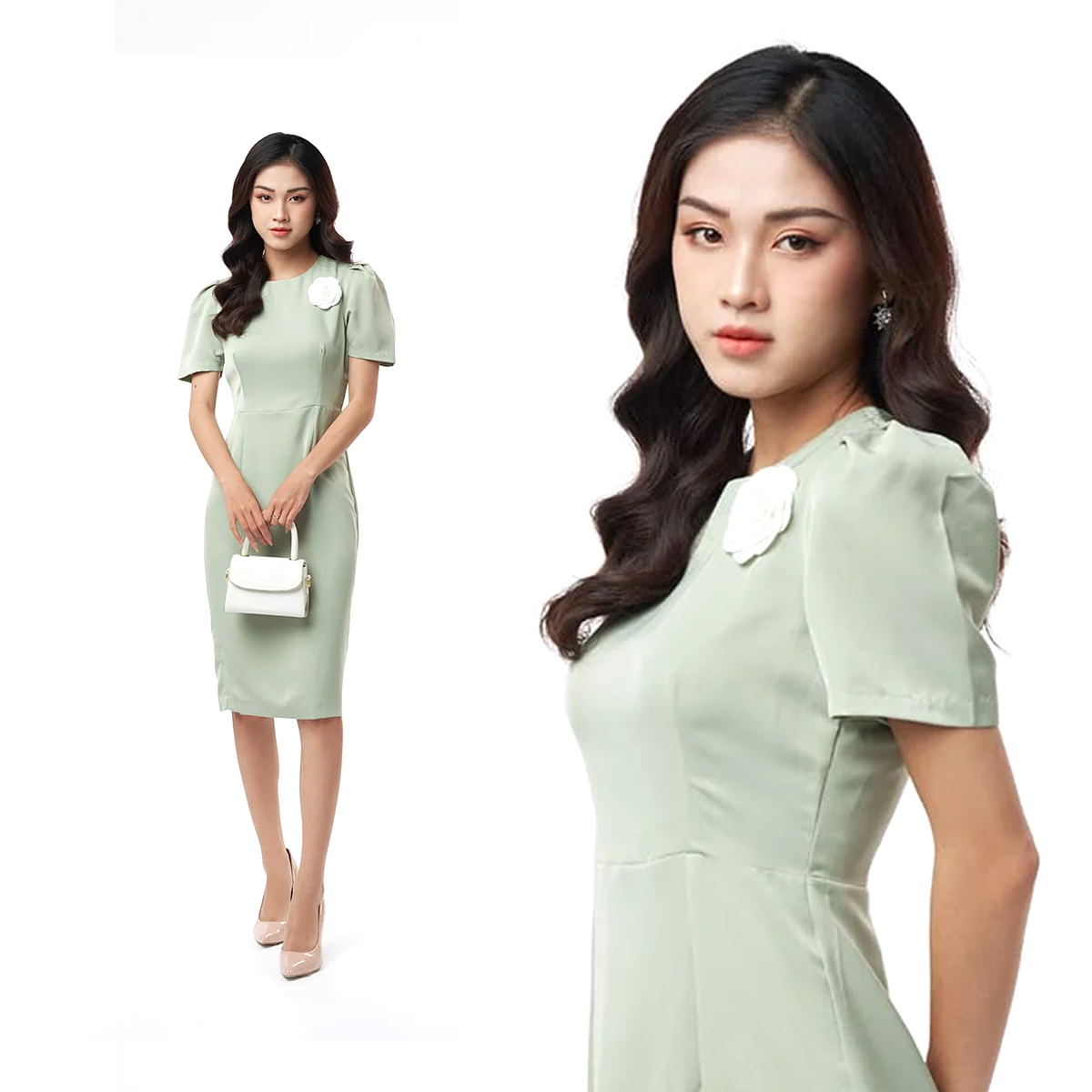 [Nhập FALAZSOCIAL1212 - Giảm 15% tối đa 122K]N&M Đầm Nữ ôm body kết hoa ngực 2012049