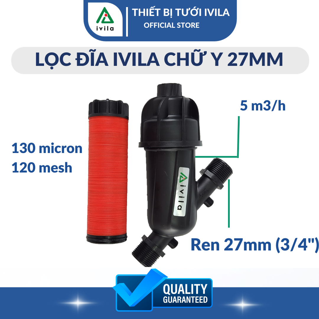 Lọc đĩa IVILA chữ Y 27mm , Lọc đĩa chữ Y phi 27, Lọc nước tưới cây, lọc cặn rác dùng trong hệ thống tưới, làm sạch nguồn nước