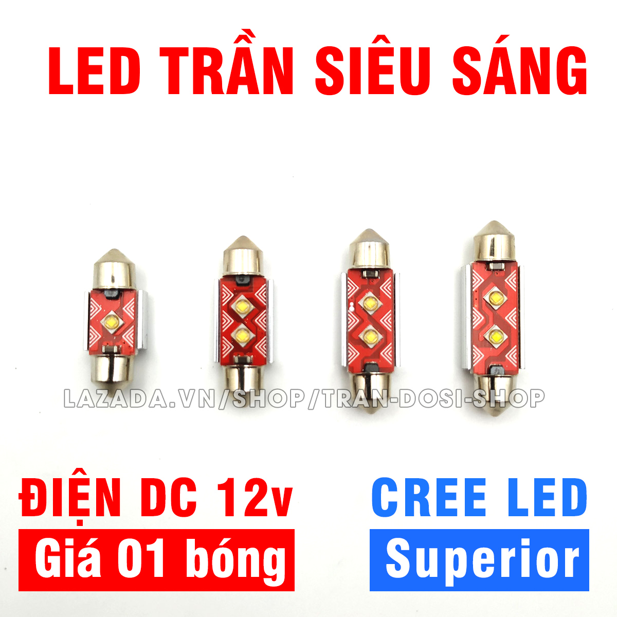 01 bóng đèn led trần CREE CANBUS lắp xe ô tô DC 12v siêu sáng ánh sáng trắng