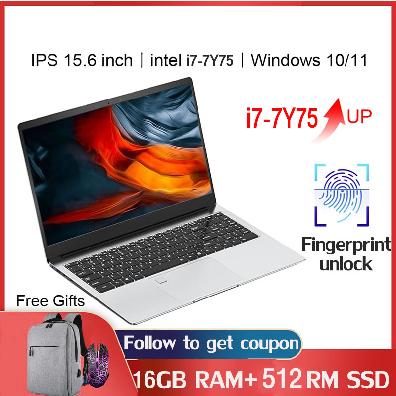 Laptop 15.6 inch W92 Intel i7-7Y75 16GB RAM 512GB SSD Windows 10 Notebook Portable Computer Bluetooth Dual Band Netbook Ultrabook