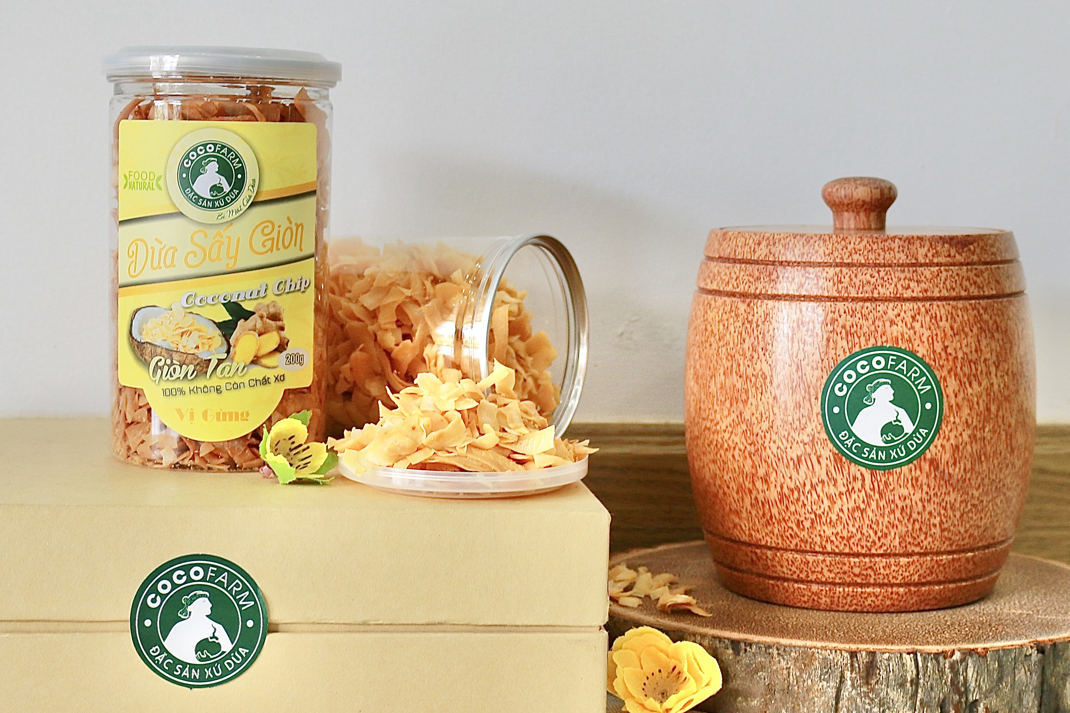 Dừa sấy giòn thượng hạng Cocofarm vị Gừng