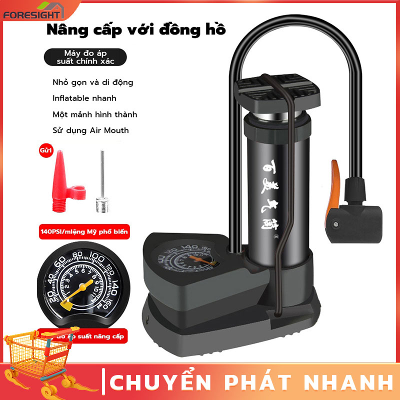 Bơm xe máy xe đạp nhỏ gọn đầu van đa năng Bơm Xe Đạp Áp Suất Cao FO