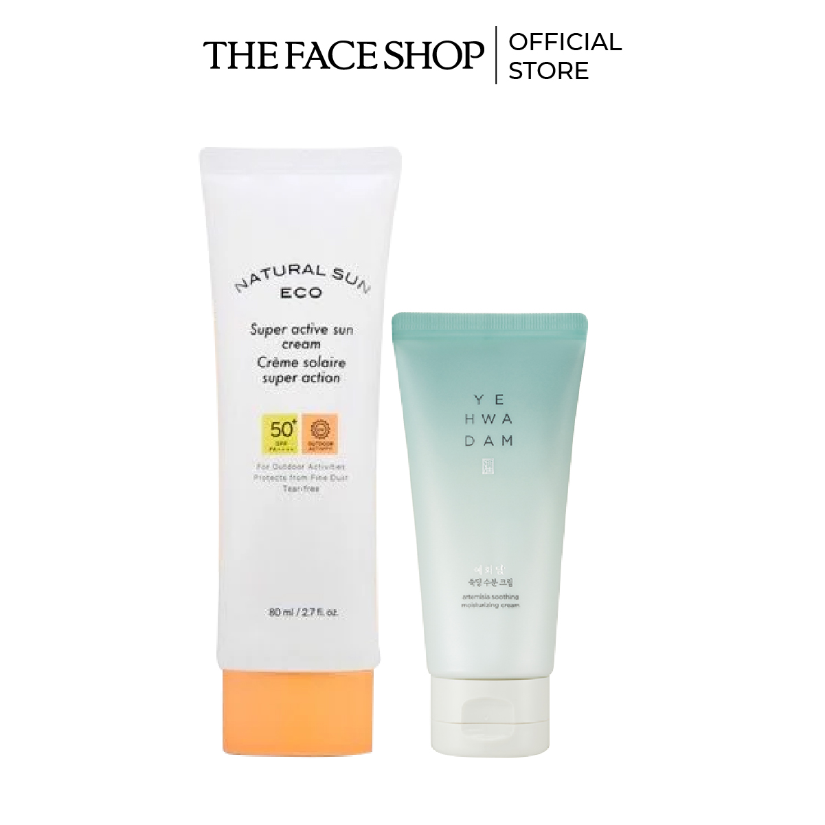 Combo kem chống nắng toàn diện the face shop 80ml+kem dưỡng ẩm làm dịu da artemisia 50ml