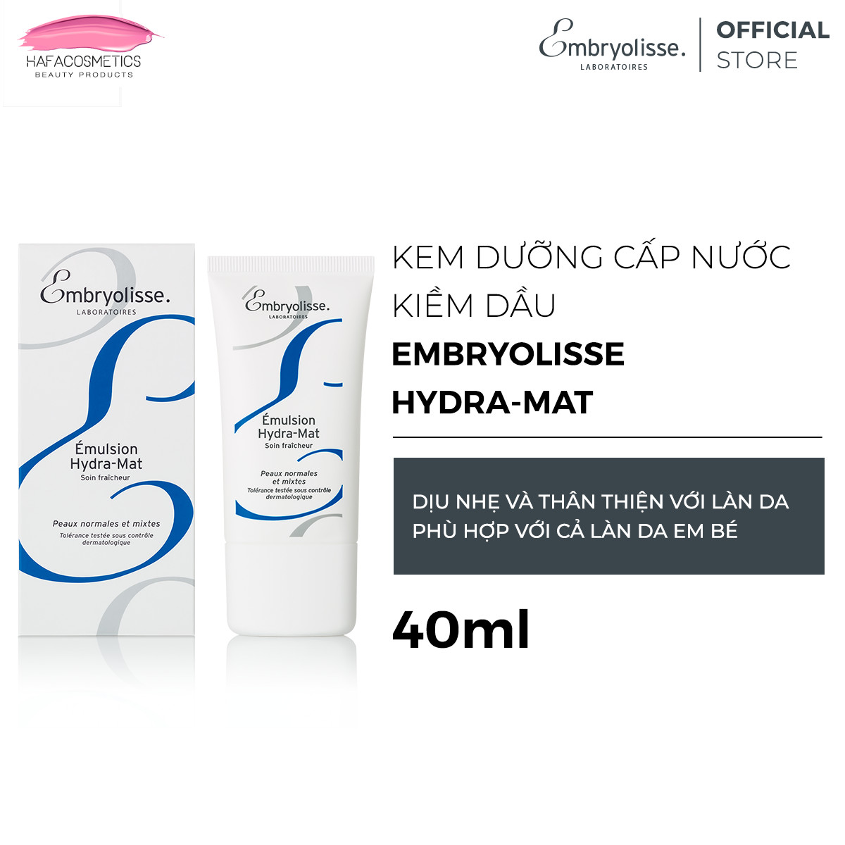 Kem dưỡng cấp nước kiềm dầu Embryolisse Emulsion Hydra-Mat 40ml