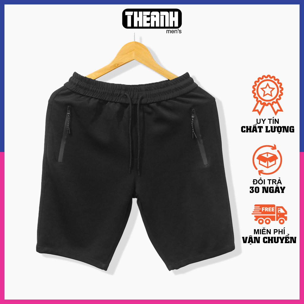 Quần Short nam trơn chất thun poly mềm mại cao cấp thiết kế khóa kéo chống nước - form đẹp - sang trọng