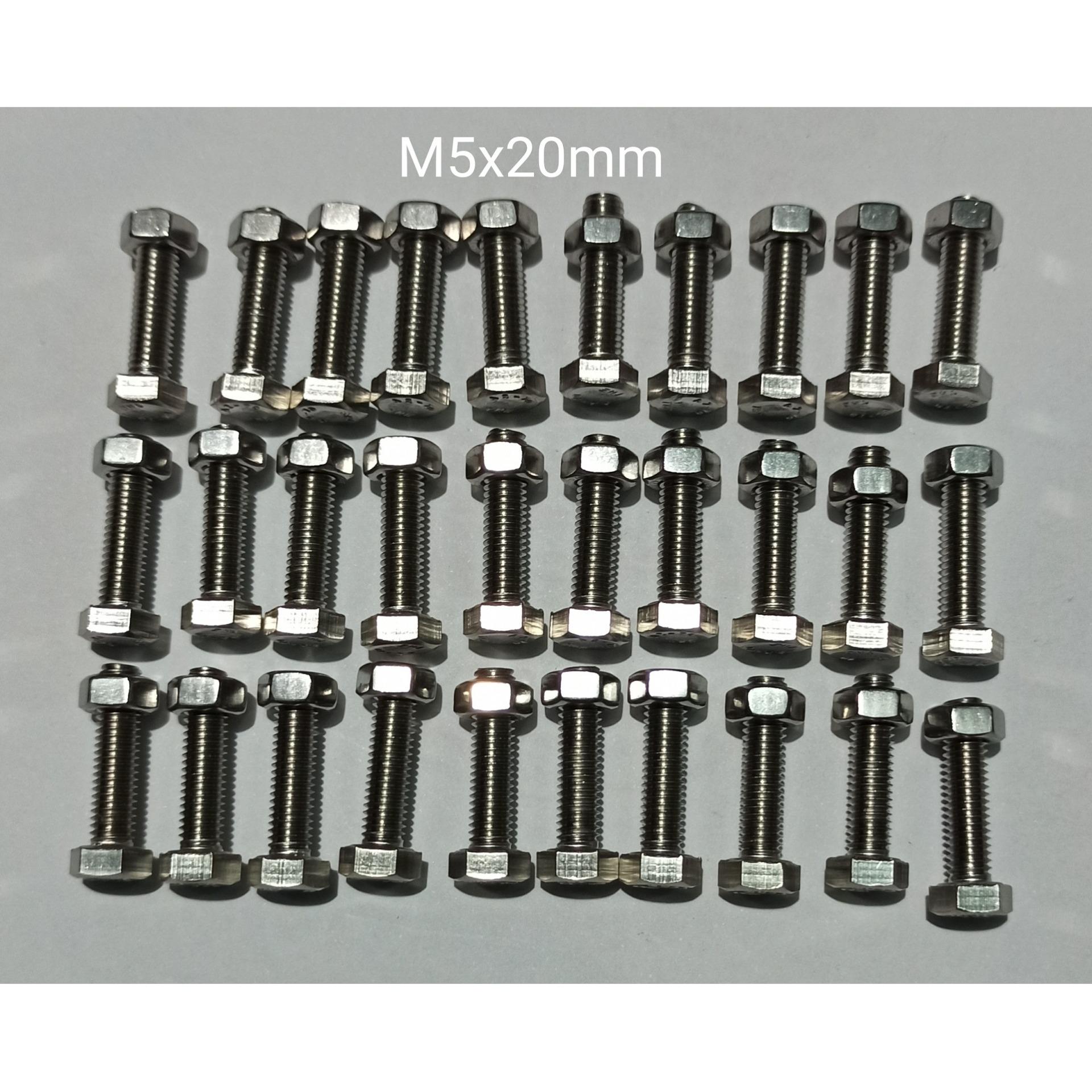 M5x20mm INOX 304 COMBO Bộ 30 Bu Long Con Tán M5 (5mm), 5 Li 2 Phân