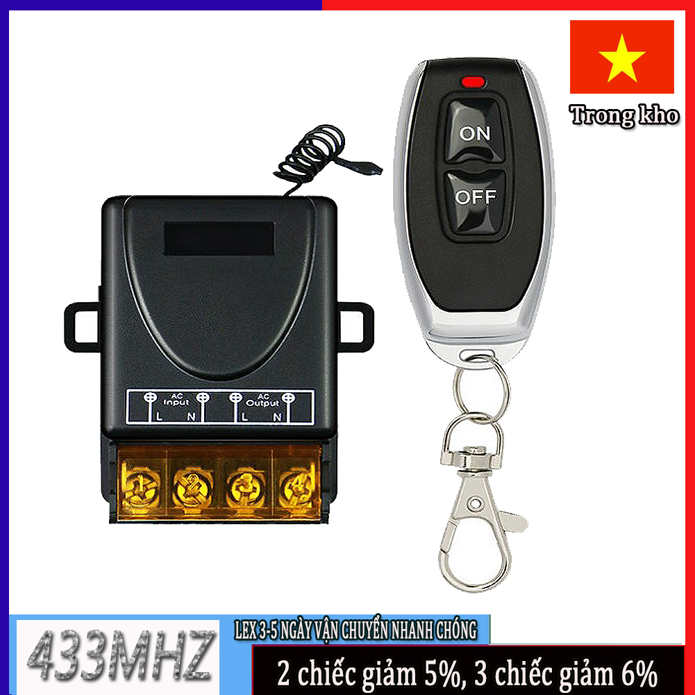 Công tắc điều khiển từ xa rf không dây 433mhz 315mhz bộ thu rơ le ac 60v-280v 1ch 30a + điều khiển từ xa 1ch cho đèn ， máy bơm nước