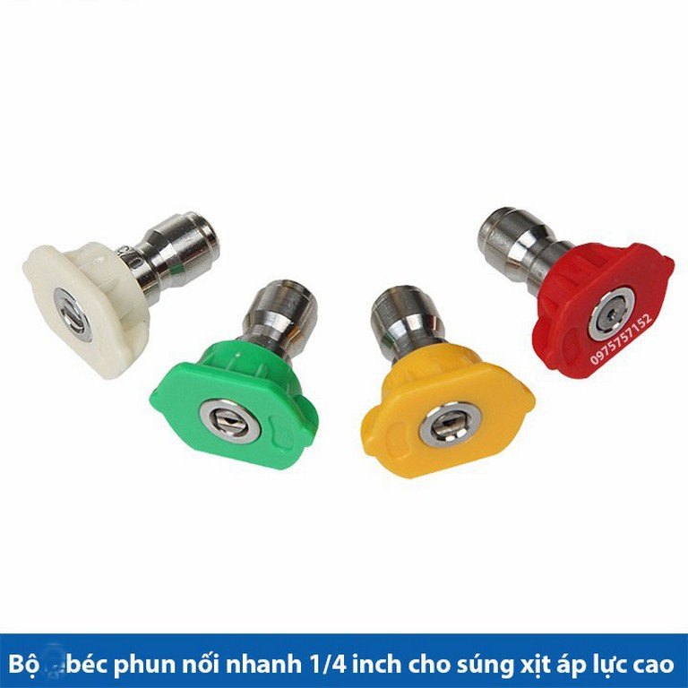 Bộ 4 đầu gắn súng xịt rửa xe áp lực cao áp ¼ inch