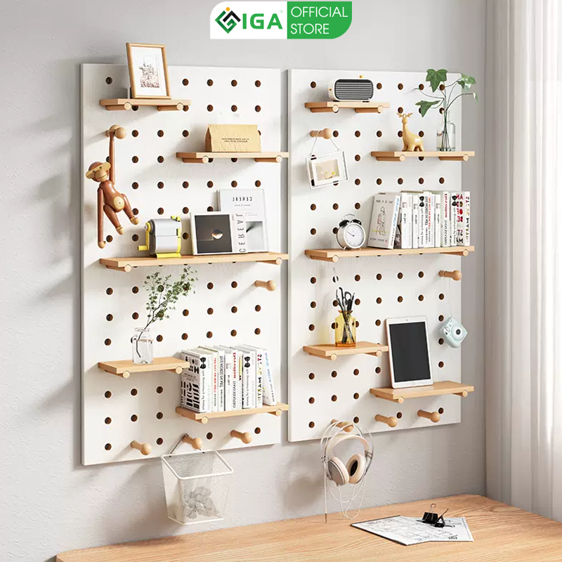 Bảng lỗ PEGBOARD, giá treo tường để đồ dùng, treo tranh ảnh, móc khoá decor phòng cực xinh GP295