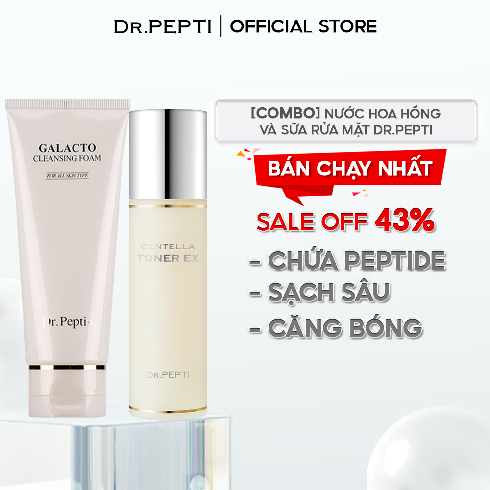 Nước Hoa Hồng Dr.Pepti Centella Toner Ex Và Sữa Rửa Mặt Dr.Pepti Galacto Cleansing Foam