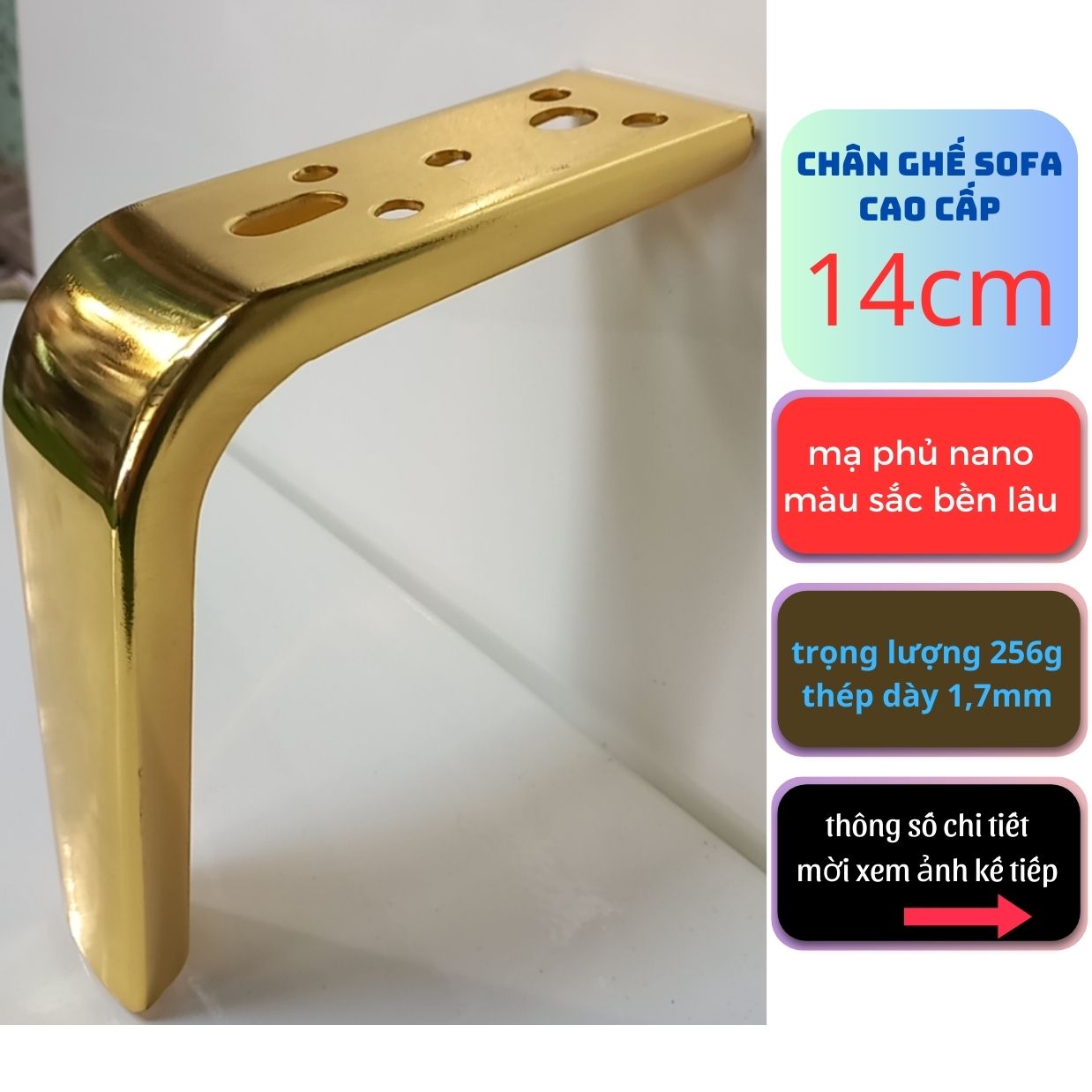 Chân ghế SOFA 14cm, chân ghế cao cấp có thể dùng cho bàn trà sofa , tủ trang trí, táp kệ, chân giường, ghế cafe, đôn bệ ngồi ,vv