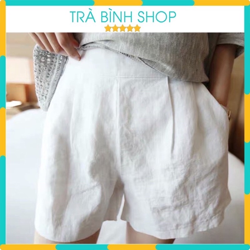Quần sooc nữ chất đũi quần shorts đùi cạp vừa 3 màu thoáng mát