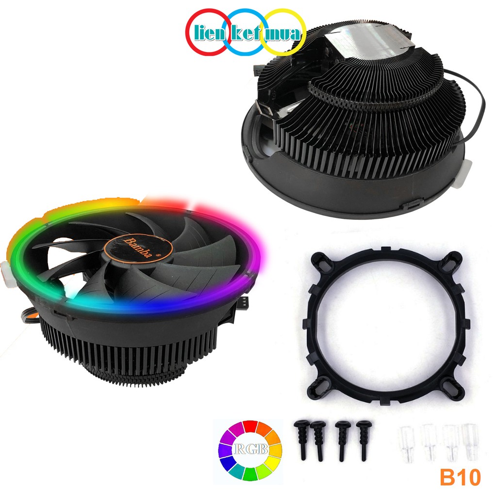 Quạt cpu máy tính để bàn có led rgb b10 - fan cpu socket