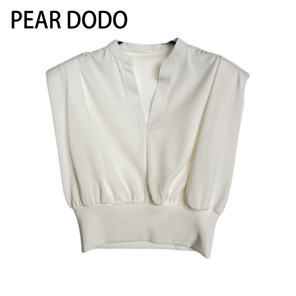 HOT，PEAR DODO Hàn Quốc v-cổ đứng cổ không tay T-Shirt cho phụ nữ