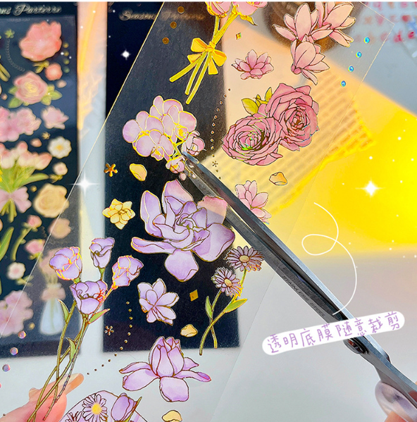 Sticker Hoa Lá tự cắt trang trí sổ tay DIY