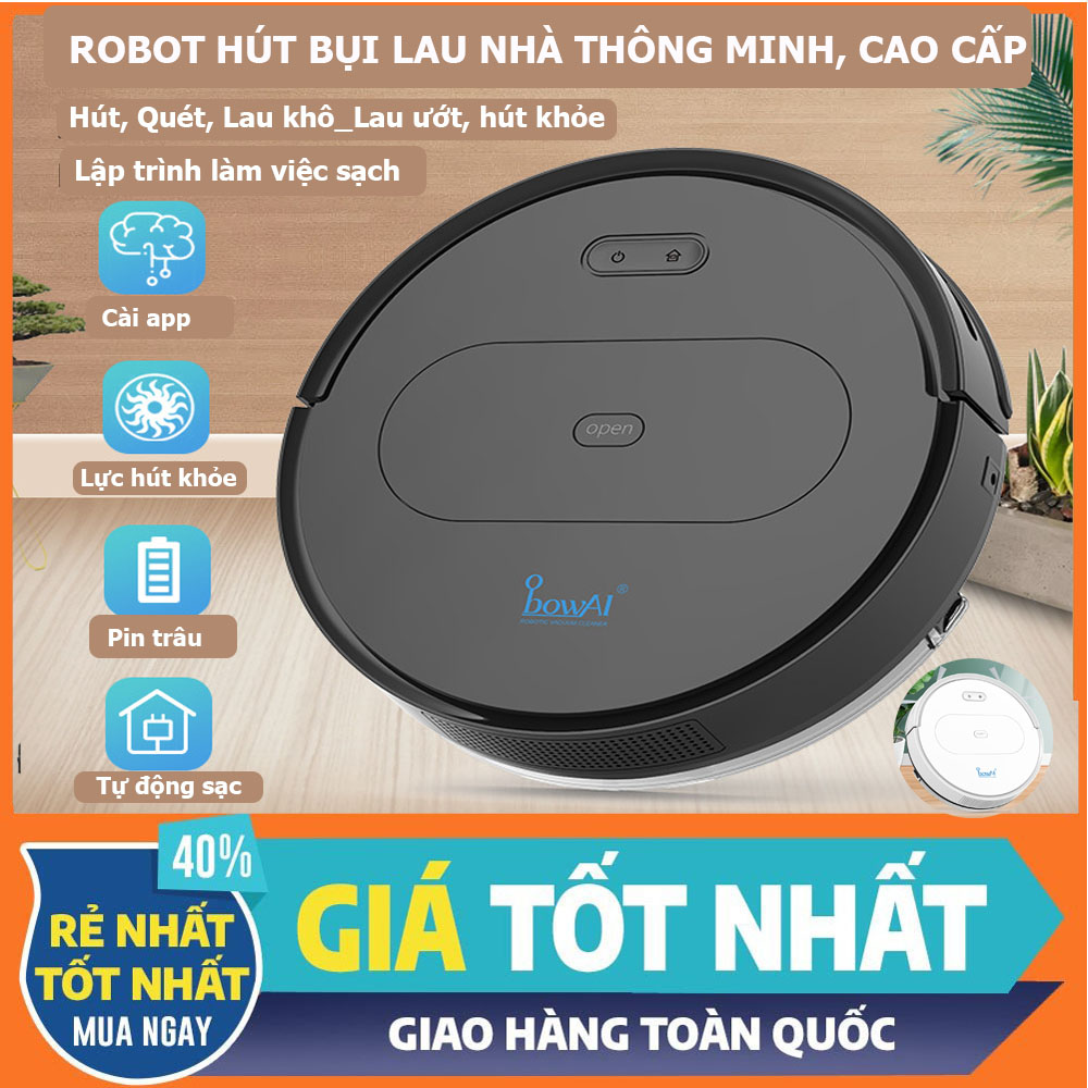 (DEAL SỐC) ROBOT Hút Bụi Lau Nhà Tự Động Siêu Thông Minh, Tự Động Sạc Pin, Lập trình làm việc, Kết nối app điện thoại, Công suất cực lớn, Pin siêu trâu, BH 1 ĐỔI 1 MỚI, MUA NGAY!