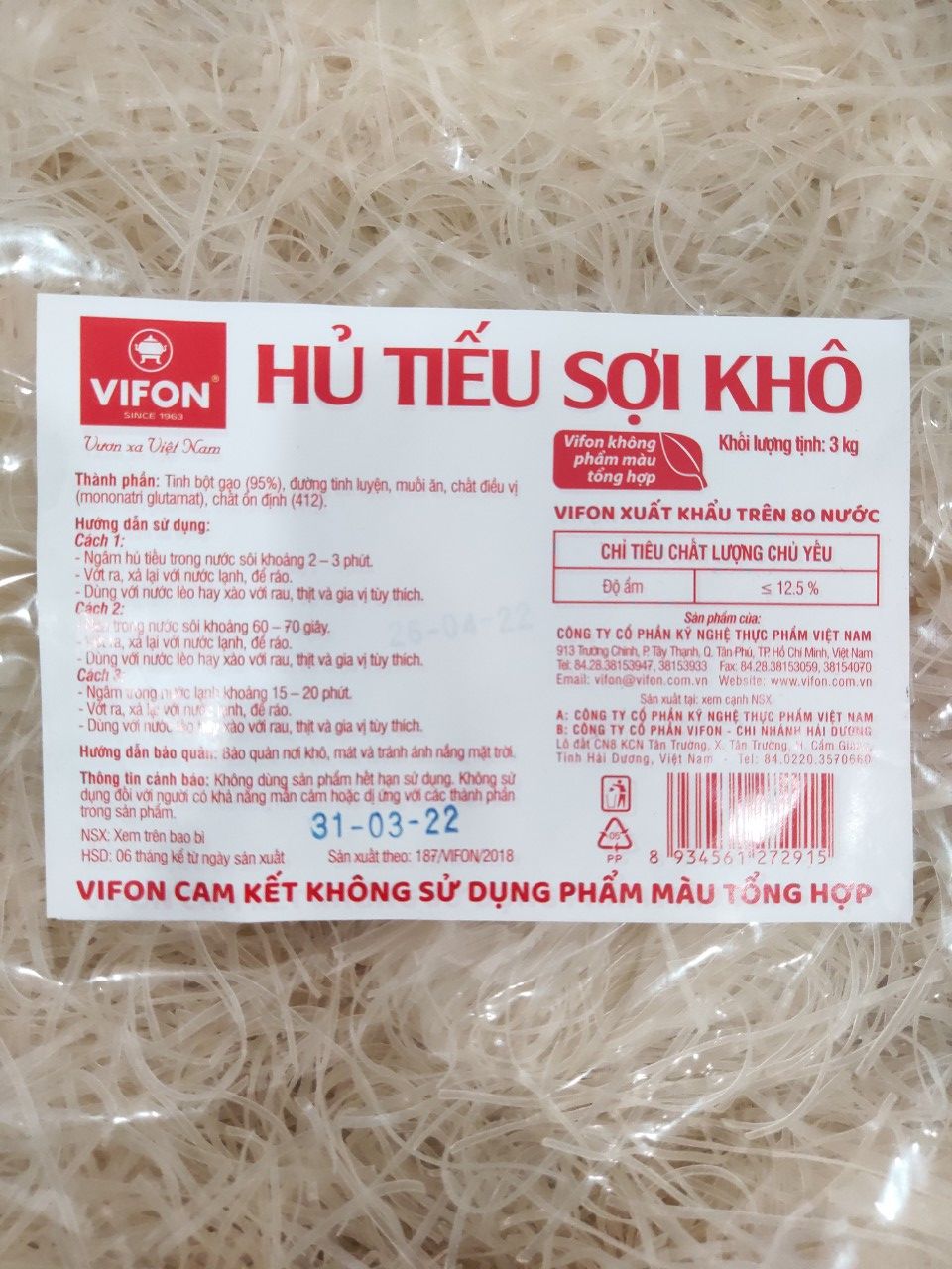 Hủ tiếu khô Vifon túi 3kg