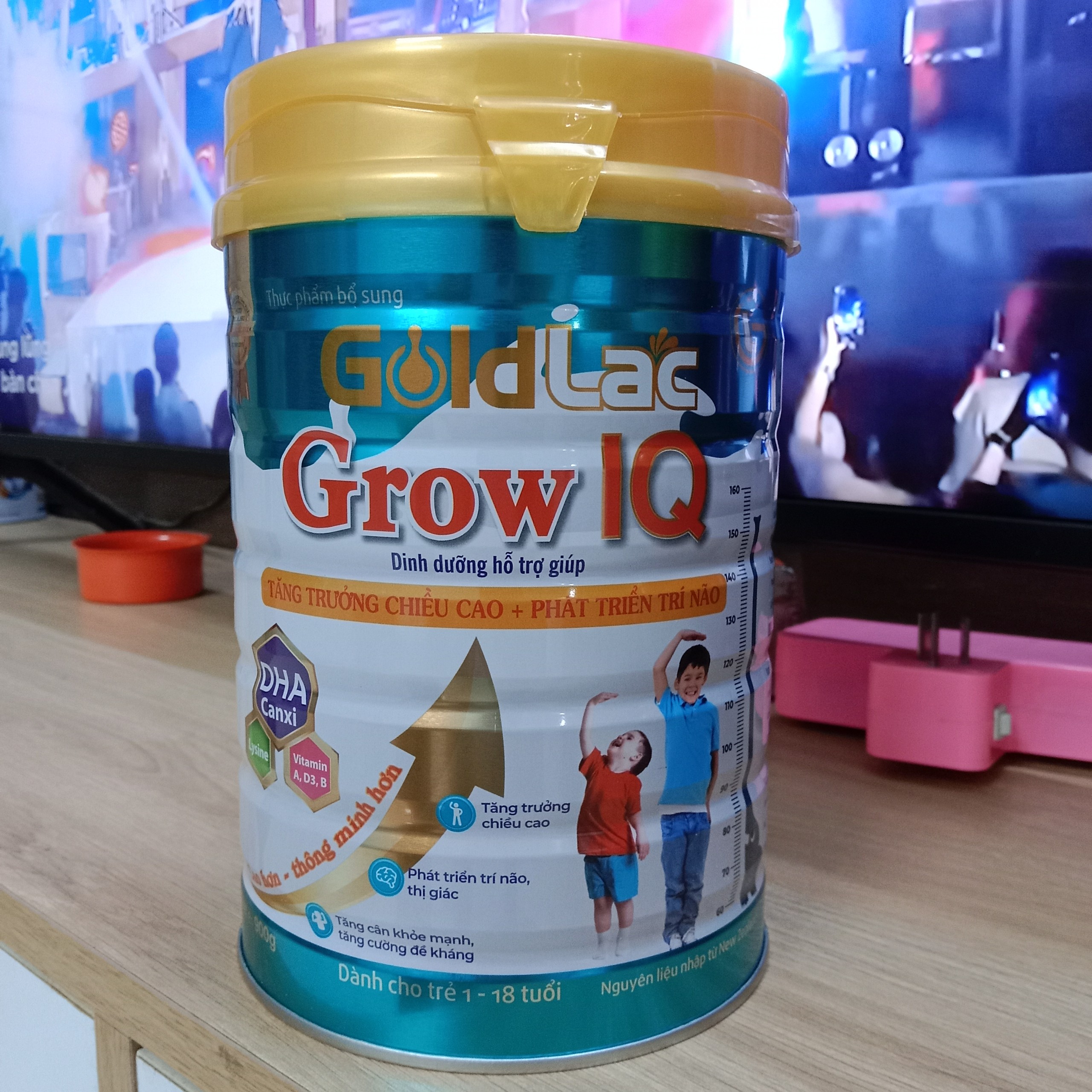 Sữa bột goldlac grow iq tăng chiều cao cho bé 1-18 tuổi, lon 900g date 2026