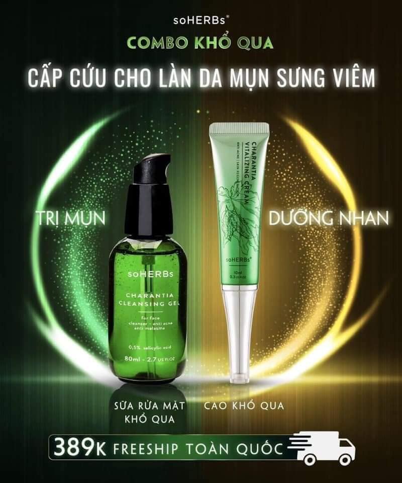 Cao khổ qua soherbs, sữa rửa mặt soherbs cho da dầu mụn , nhạy cảm giúp giảm mụn mờ thâm , cấp ẩm làm sạch da