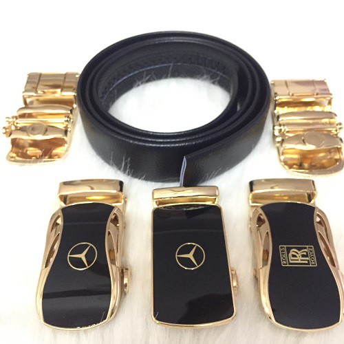 Thắt Lưng Da Nam Hàng Hiệu Cao Cấp Khóa Tự Động Dây Nịt Nam Da Bò Mercedes Mạ Vàng Bạc Nam Tính GG-1000