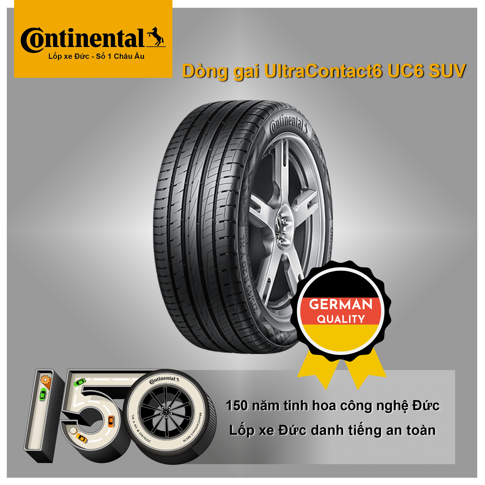 Lốp ô tô Continental 215/60R17 UC6 SUV - dùng cho xe KIA Seltos, Hyundai Creta, Jeep Compass, Mazda MPV, Nissan Qashqai, Nissan X-Trail, Toyota Rush...