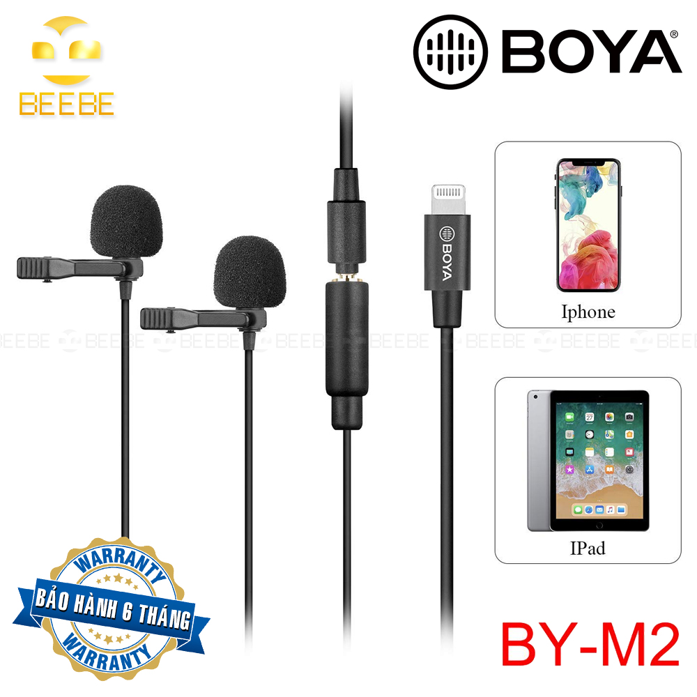 Boya by-m2d - cặp micro gài áo cho iphone, ipad cổng lightning