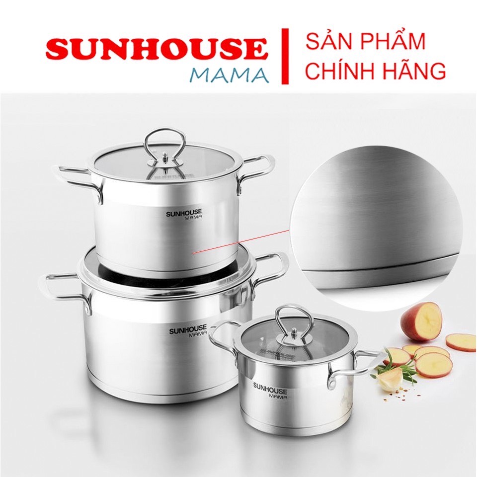 Bộ nồi.Bộ 3 nôi inox 5 đáy SUNHOUSE MAMA SH784/ Chỉ còn 659.000đ/ gía cực sốc