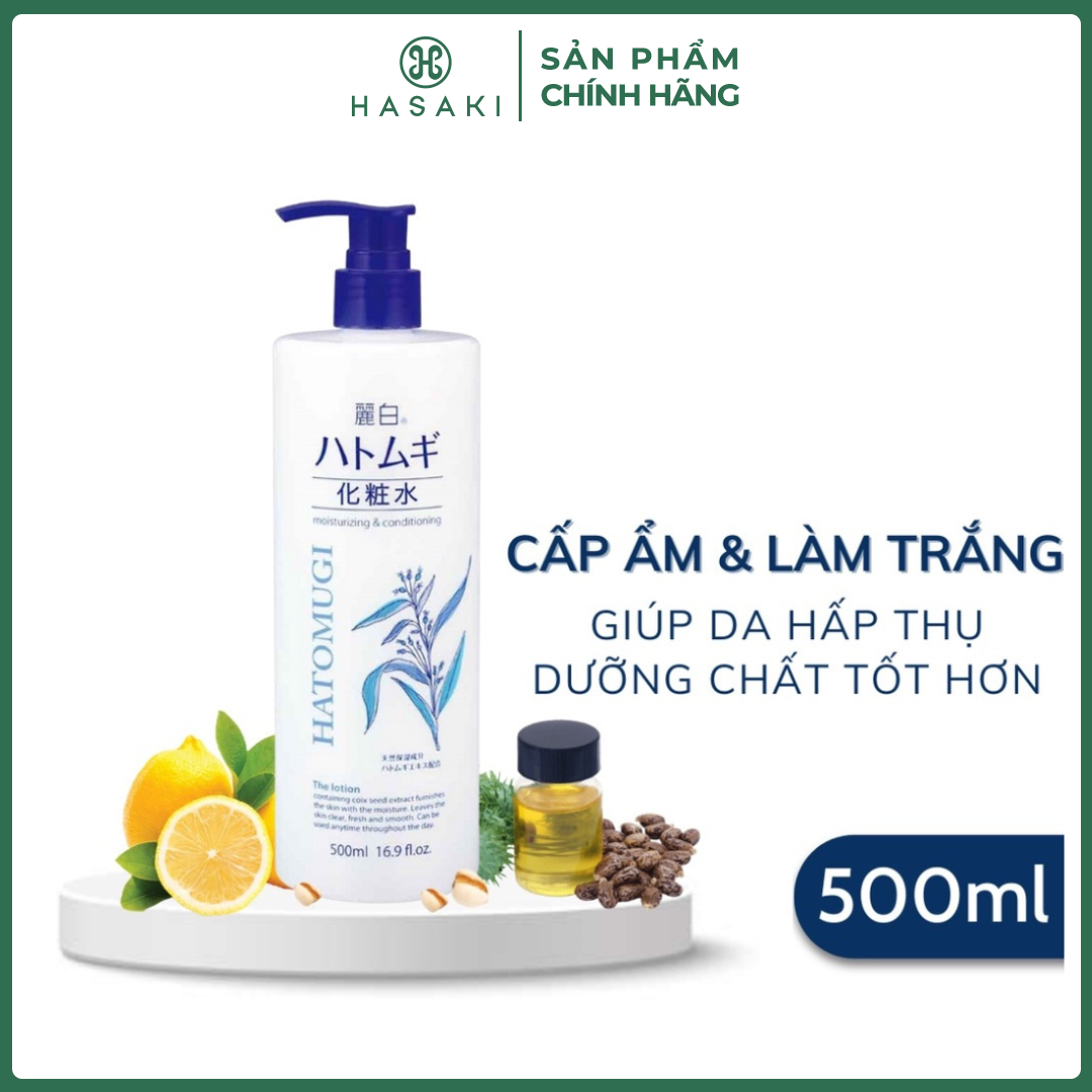 Nước Hoa Hồng Hatomugi Dưỡng Ẩm Chiết Xuất Ý Dĩ 500ml Hasaki Sản phẩm chính hãng