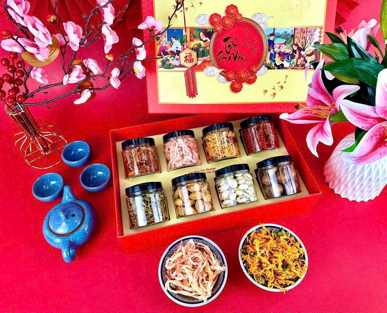 Hộp Quà Mứt Tết Xuân Như Ý DTFood - 8 Món