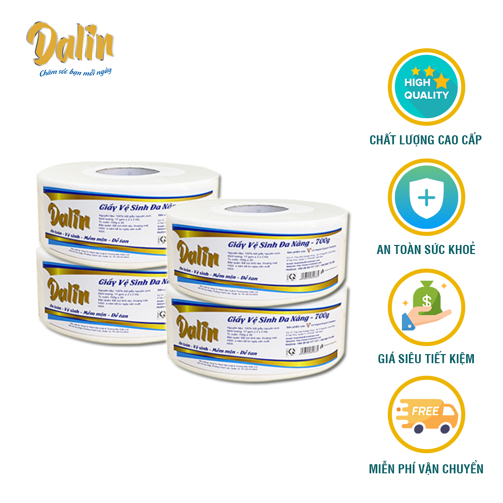 - 4 giấy vệ sinh cuộn lớn cao cấp 700g dalin