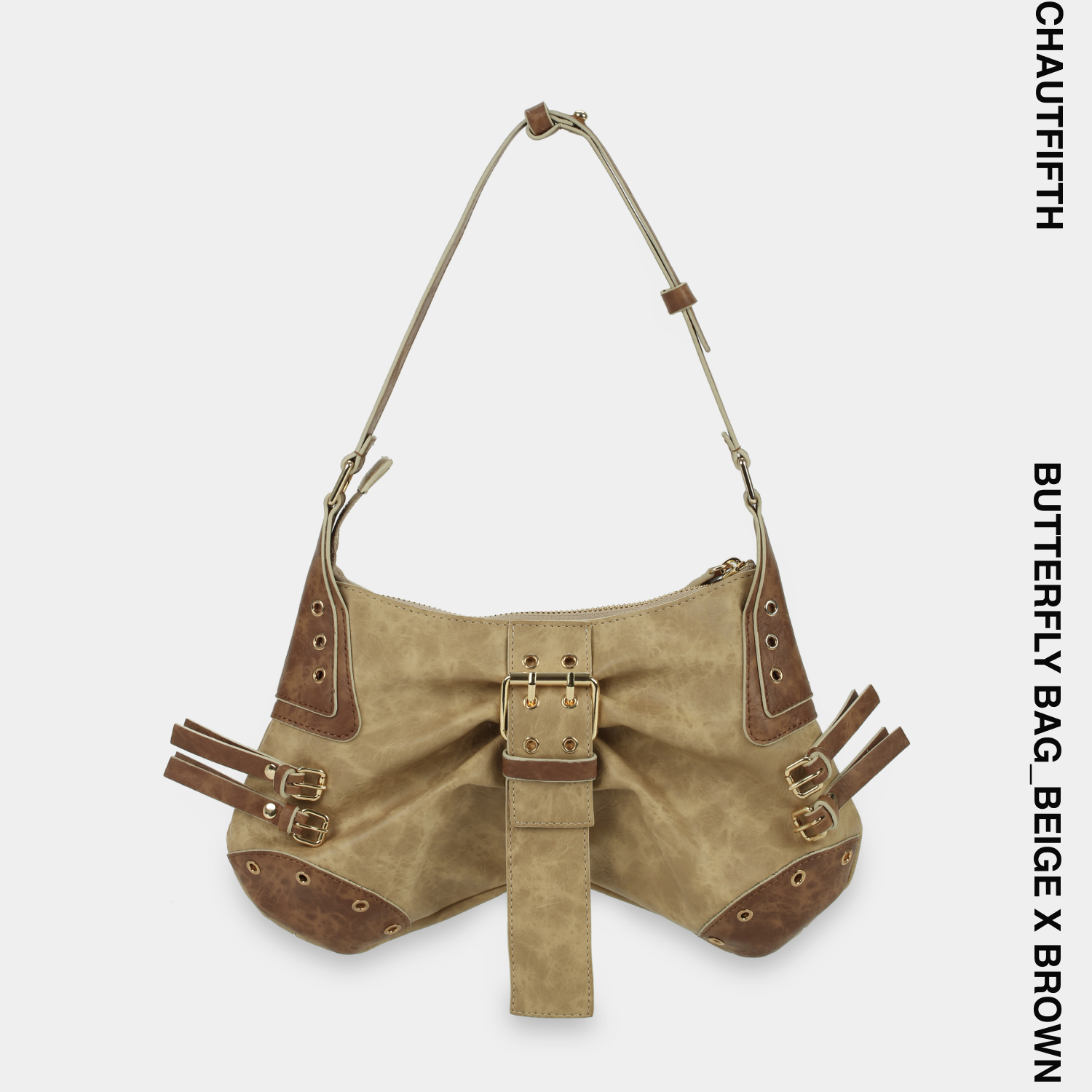 Túi xách butterfly màu beige phối nâu đất - chautfifth