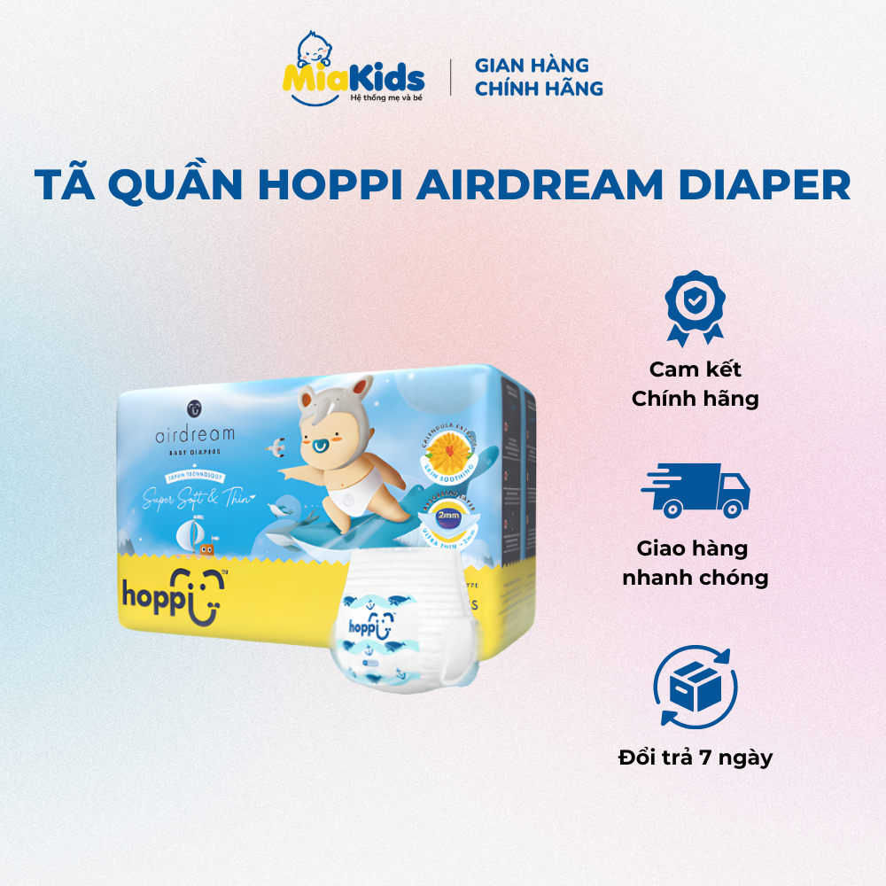 Bỉm - Tã quần cao cấp Singapo Hoppi Airdream size XXL 28 miếng (≥15kg)