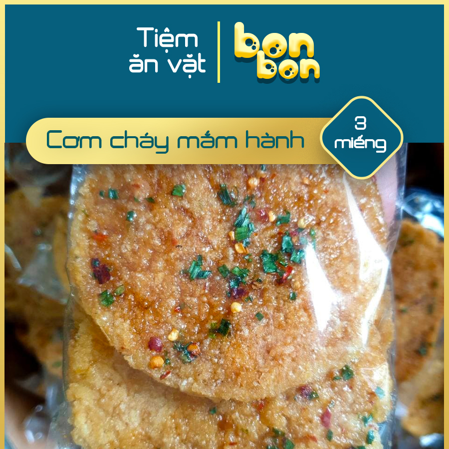 Cơm cháy mắm hành, món ăn vặt đặc sản Sài Gòn gói 3 miếng