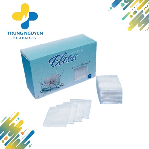 Mềm mại, cotton bông tẩy trang elisa - hộp 100 miếng