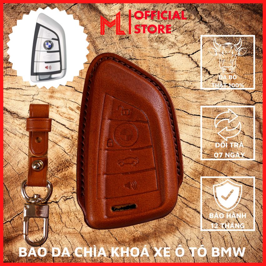 Bao da ép form chìa khoá bmw-a4 bmw x1 x3 x4 x5 x6 730 740 750 smartkey 4 nút bấm ốp chìa khoá da thật may thủ công bảo bảo hành 12 tháng