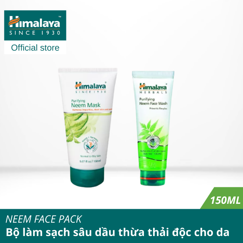 [HÀNG CHÍNH HÃNG]Bộ làm sạch sâu dầu thừa thải độc cho da  (Neem Face Pack 150ml + Neem Face Wash 100ml)