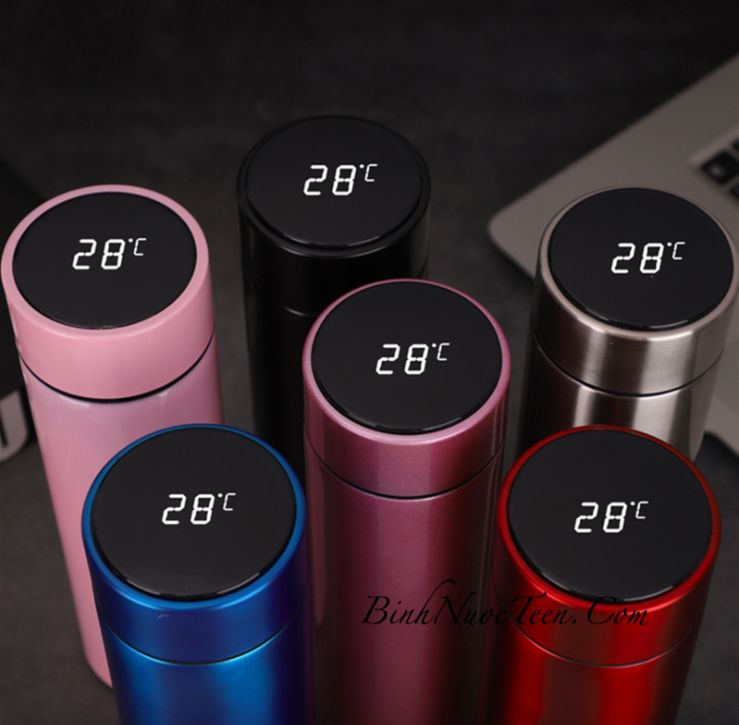 Bình giữ nhiệt đo nhiệt độ thông minh, cốc nước ô tô cầm tay, sử dụng thép không gỉ 304, chip cảm ứng thông minh đo nhiệt độ, hiển thị nhiệt độ, dung tích 500ml