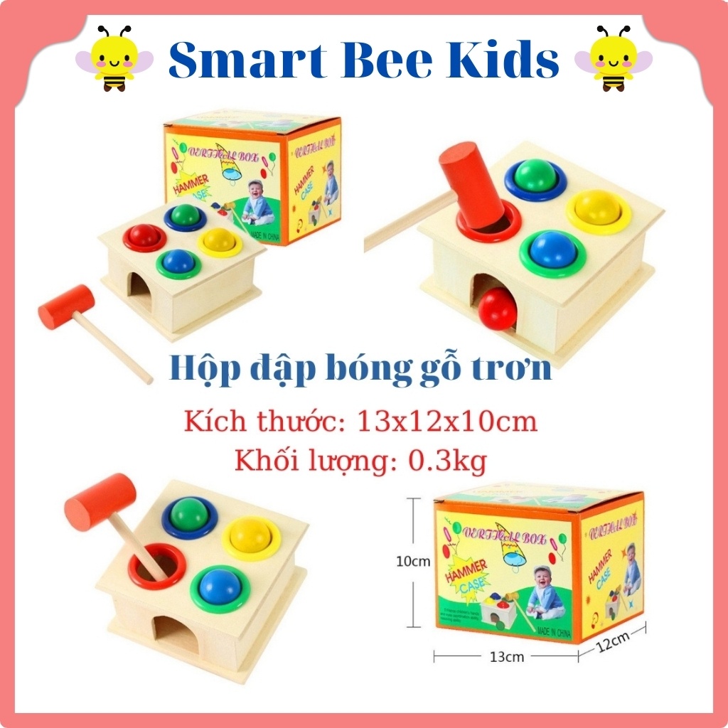 Đồ chơi gỗ smart bee kids hộp đập bóng gỗ trơn