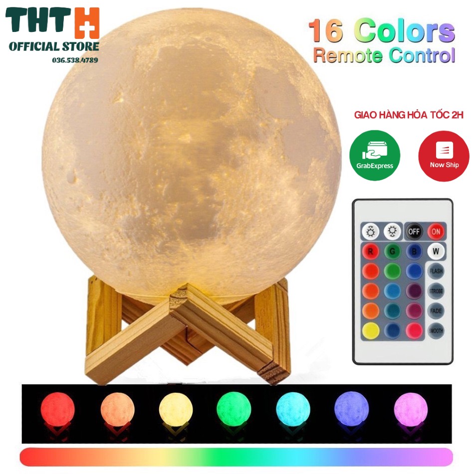 Đèn Ngủ Mặt Trăng size 10 12 15 18 20cm có điều khiển từ xa Đèn Ngủ Thông Minh Để Bàn Tặng Kèm đế Gỗ Bảo Hành 3 Tháng
