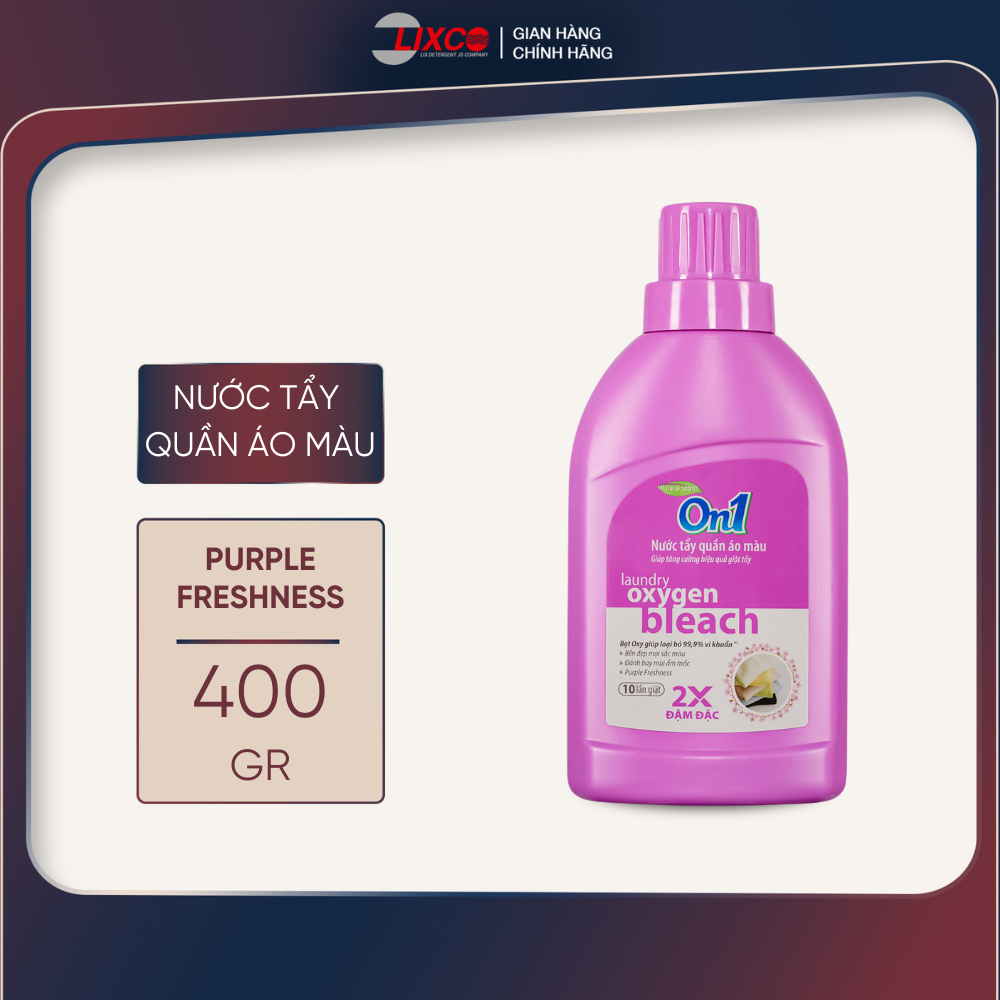 Nước tẩy quần áo màu On1 hương Purple Freshness 400g N7502 khử mùi hôi ẩm mốc lưu hương thơm mát - Lixco Việt Nam