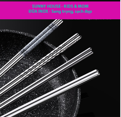 HCM- Bộ 2 Đôi Đũa inox 304 cao cấp - Thiết kế sang trọng hạn chế trơn trượt
